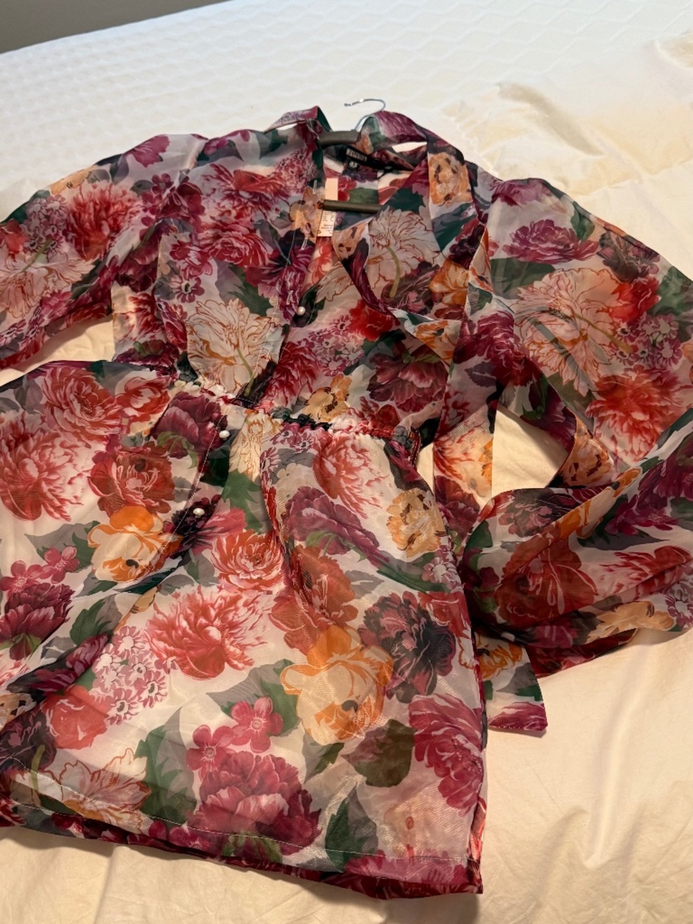 MS 2020 Floral  Organza Puff Sleeve Romper